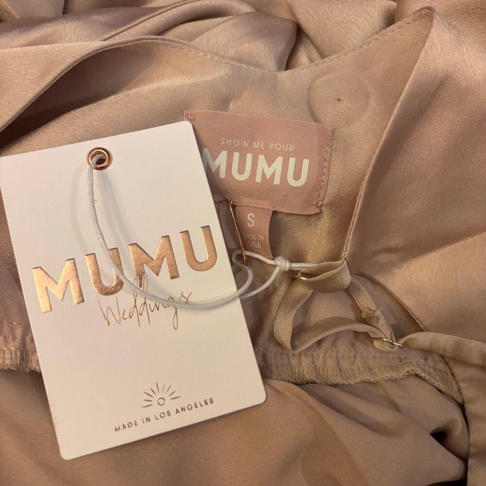 Show Me Your Mumu Satin Maxi Slip Dress Champagne Blush Bridesmaid Wedding Guest - Picture 6 of 7